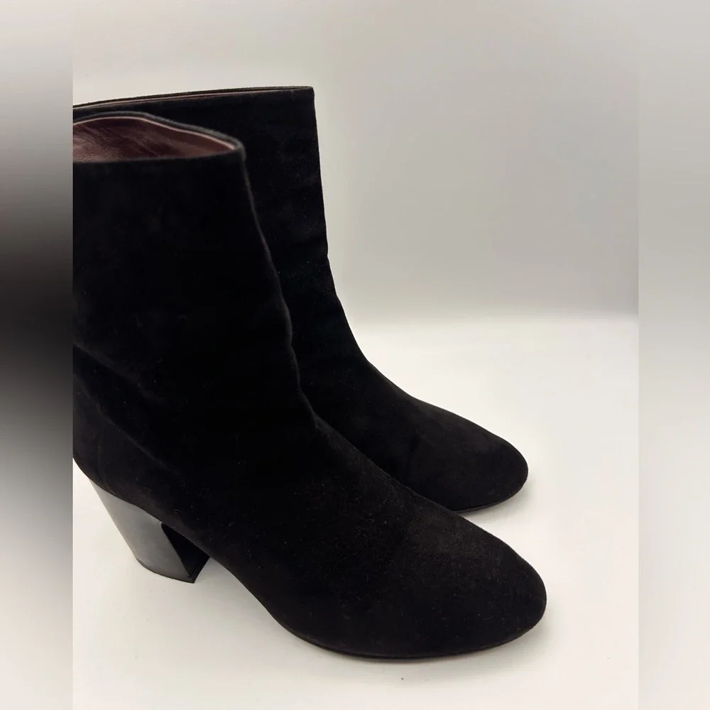 CHANEL Black Suede CC Calfskin Short Boots Made in Italy Size 38 Box Dustbags